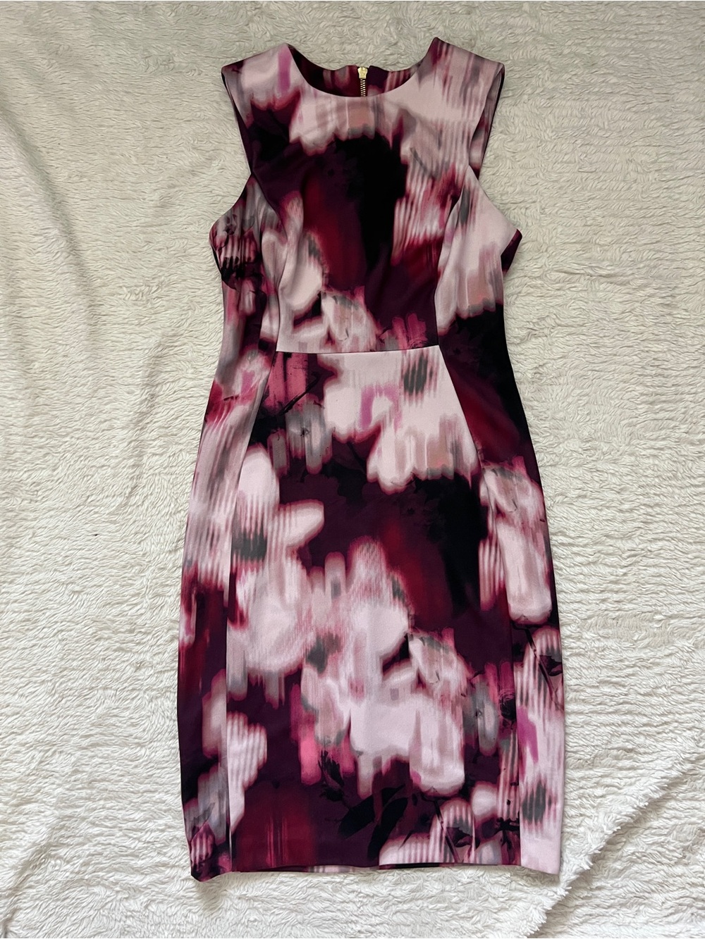 Calvin Klein Women's Floral Sheath Dress Plum Burgundy Sleeveless | Size 4